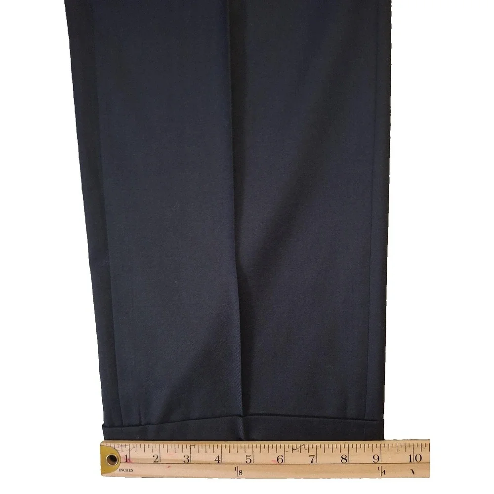 Polo Ralph Lauren Pants Men's EUR 44 US 36 Navy Virgin Wool Pleated Cuffed Italy
